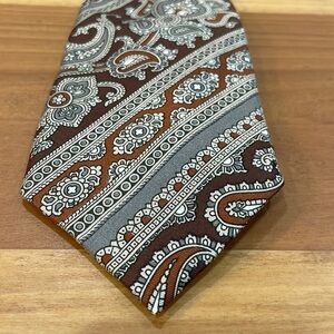 100% silk hand made tie made in Spain, brown and grey patterned stripes